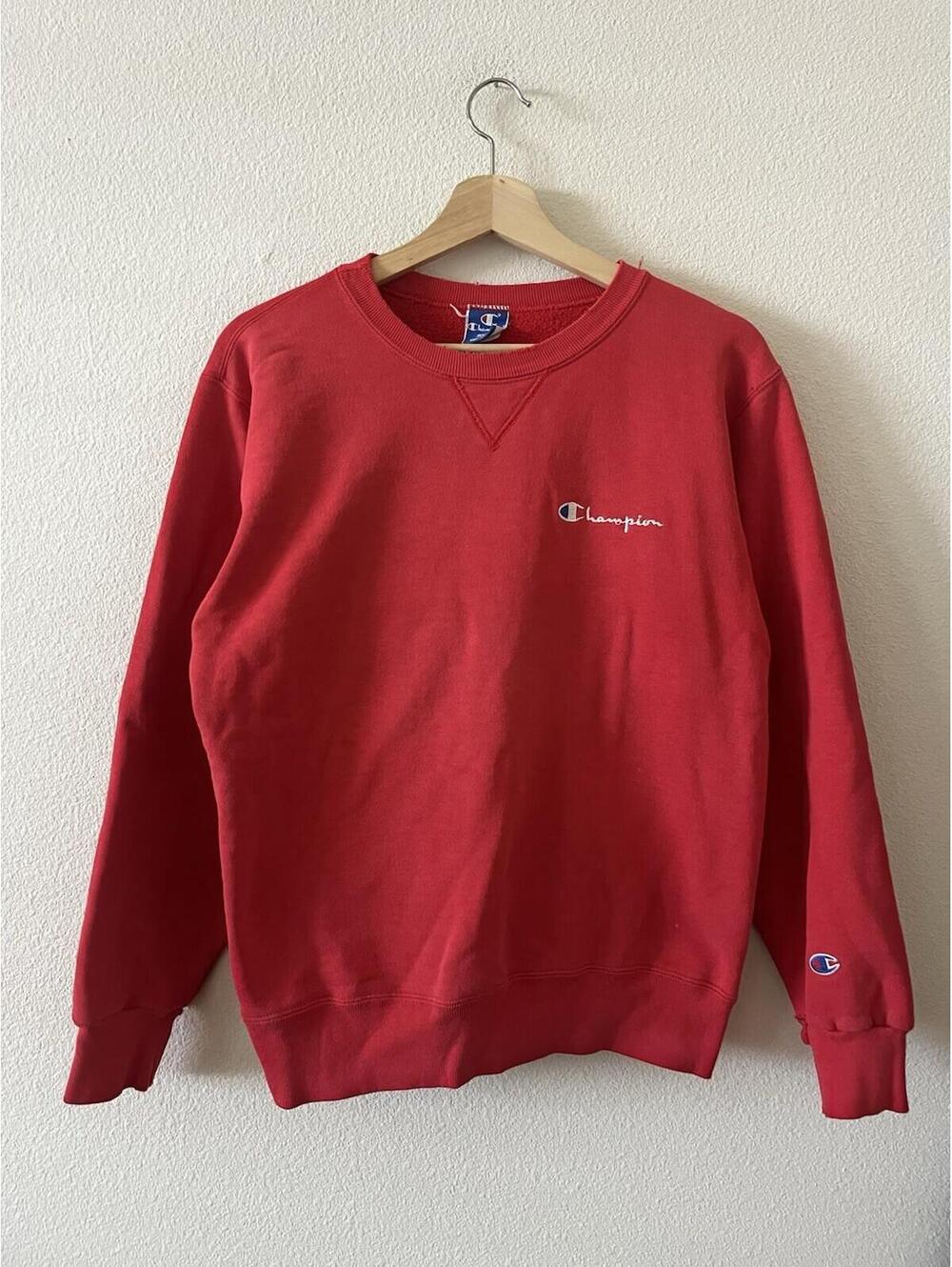 Vintage 80's Champion Plain Blank Red Crewneck Pullover Sweatshirt Mens Sz LARGE